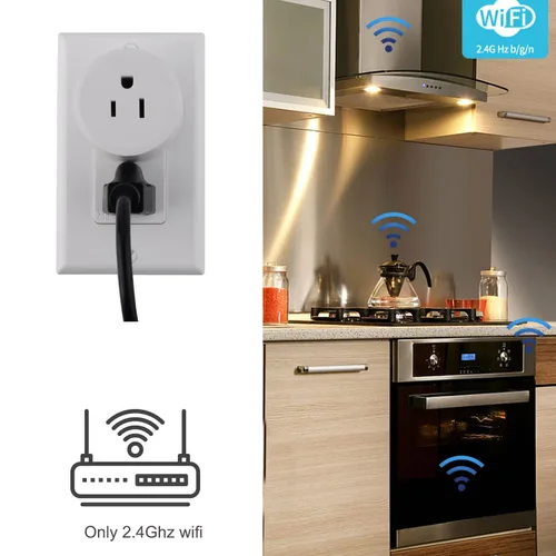 Vista 4 de Mini enchufe inteligente WiFi con control de voz remoto y Alexa, funciona con Google Assistant IFTTT, aplicación inteligente Tuya con temporizador
