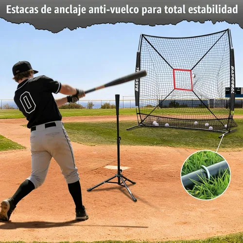 Vista 6 de BaseGoal 6x6ft Baseball Practice Net with Batting Tee,Caddy and Strike Zone