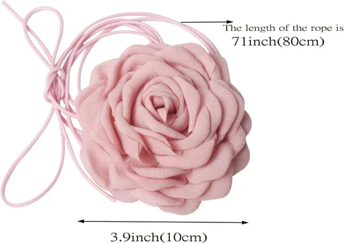 Vista 3 de Gargantilla de flores para mujer, gargantillas de rosas grandes, gargantilla floral para fiestas, novias, bodas, fiestas, collares de verano