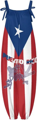 Vista 3 de Mono con tirantes y bandera de Puerto Rico para mujer, talla M