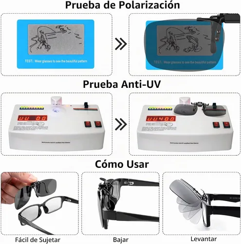 Vista 4 de Lentes de sol polarizados con clip abatibles sin montura para hombres y mujeres