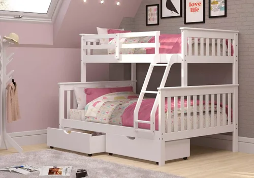 Vista 7 de Donco Kids 120-3-TTWH_505-W - Litera estilo misión con dos cajones debajo de la cama Capuchino oscuro