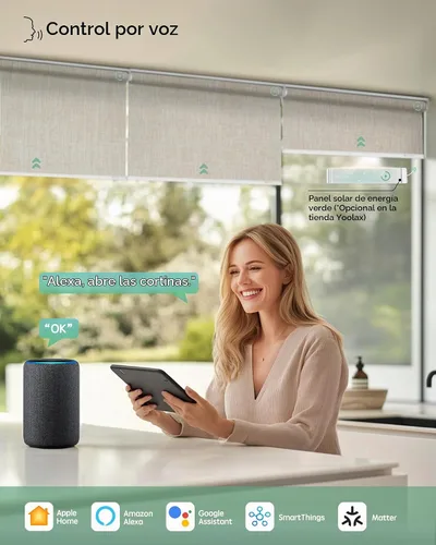 Vista 2 de Yoolax - Persianas motorizadas con control remoto, persianas inteligentes para ventanas, tamaño personalizado