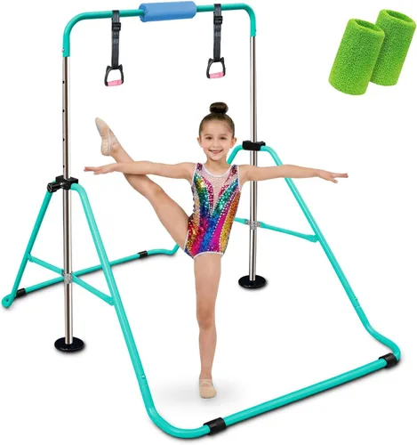 Vista 12 de Triclicks Barra de gimnasia plegable para niños, altura ajustable, barra de entrenamiento junior, barra de entrenamiento horizontal expandible