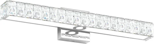 Vista 8 de SOLFART Lámpara de baño, accesorios de iluminación de tocador de cristal, luces LED modernas sobre espejo, lámpara de baño de 60 cm, cromada Luz