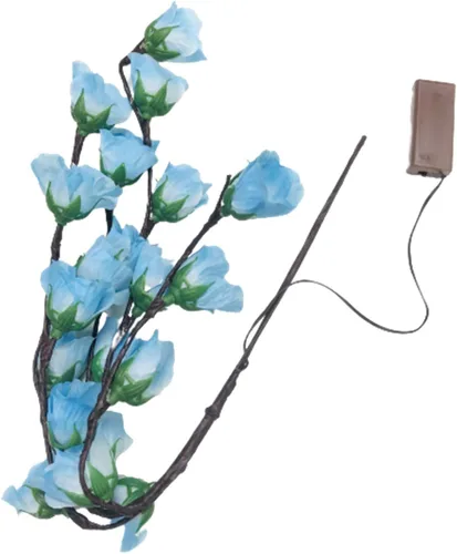 Vista 2 de Paquete de 2 luces LED de hada de rosas iluminadas, florero de rama, florero decorativo de rosas artificiales, funciona con pilas, 30 pulgadas
