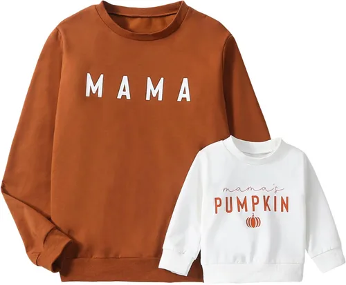Vista 23 de Mommy and Me - Conjunto familiar de manga larga con cuello redondo y estampado de letras Rosado Rojo