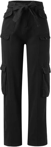 Vista 7 de Pantalones cargo vintage para mujer, pantalones de mezclilla holgados de moda de los años 90, bolsillos de pierna ancha, cintura alta, pantalones