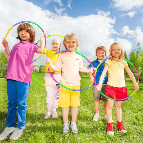 Vista 7 de Aro de ejercicio para niños, ajustable, desmontable, peso y tamaño, aro de plástico para actividades al aire libre, gimnasio, aula, escuela