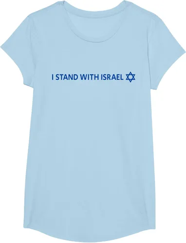 Vista 12 de I Stand With Israel Camiseta de la estrella judía de David de la bandera israelí, Blanco