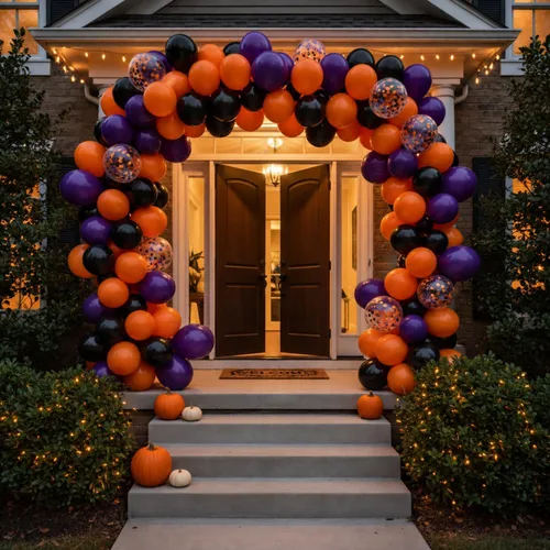 Vista 7 de Gejoy Kit de guirnalda de globos de Halloween de 129 piezas, negro, naranja