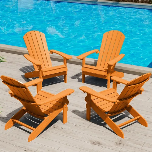 Vista 33 de YEFU Silla Adirondack de plástico resistente a la intemperie, sillas de patio con instalación fácil en 5 pasos, se ve exactamente como madera real