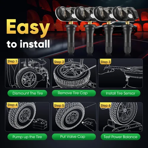 Vista 4 de Autel Juego de 4 sensores TPMS, sensor MX-2 en 1, 315 MHz + sensor programable universal TPMS de presión de 433 MHz, nivel OE 100% clonable por