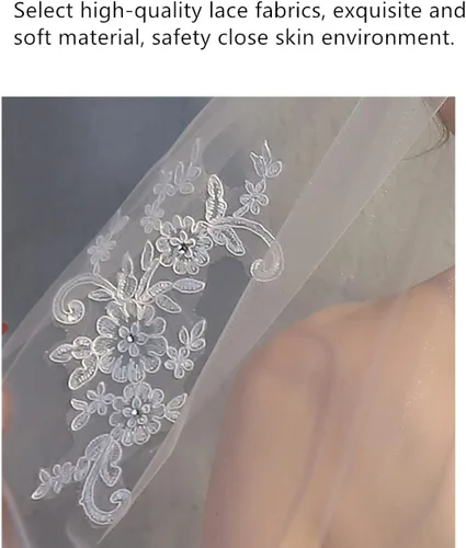 Vista 3 de AISIBO Elegante velo de novia con cuentas de cristal, velo de novia con peine, Blanco
