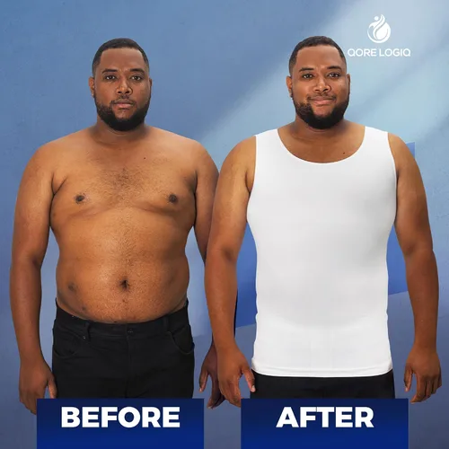 Vista 7 de QORE LOGIQ Camisas de compresión de ginecomastia para hombres, camiseta sin mangas adelgazante, moldeador de cuerpo, fajas para hombres, sujetador
