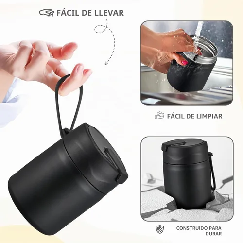 Vista 5 de Pawtong Termo para sopa de 17oz para alimentos calientes para niños, tarro de alimentos aislado al vacío con cuchara de acero inoxidable de boca