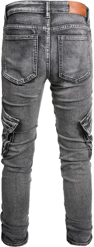 Vista 3 de Jeans elásticos ajustados para hombre, jeans ajustados rasgados para hombre, pierna recta, cómodos, cintura flexible, pantalones de mezclilla tipo