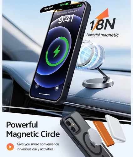 Vista 3 de FNTCASE Funda para iPhone 13 Mini: para iPhone 12 Mini [compatible con Magsafe] Funda magnética translúcida mate para teléfono, protección contra
