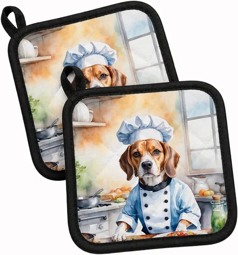 Vista 112 de Caroline's Treasures Coton de Tulear El Chef Par de Agarraderas de Ollas de Cocina Resistentes al Calor Juegos de Agarraderas de Ollas Almohadillas