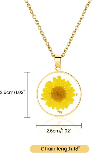 Vista 113 de Pressed Flower Necklace Gift for Women Personalized Handmade Necklaces Birth Flower Necklace