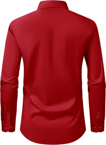 Vista 20 de Alimens & Gentle Camisas de vestir para hombre, manga larga, elásticas, sin arrugas, con botones