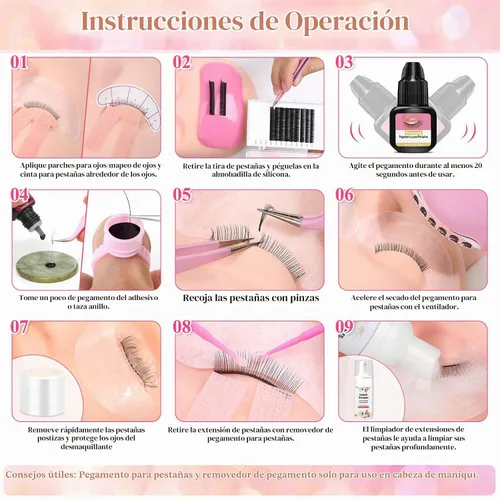 Vista 7 de Kits de extensiones de pestañas Tetutor para principiantes, kit de extensión de pestañas para principiantes con cabeza de maniquí de pestañas, kit