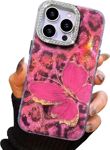 Vista 39 de I-MGAE-IN-AR Funda compacta para iPhone 11, diseño de mariposa, marco de protección de lente de cámara con diamante 3D, bonitas fundas protectoras