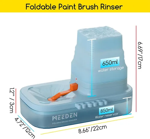 Vista 2 de MEEDEN Limpiador de pinceles portátil: Enjuagadora de pinceles con drenaje para pinturas acrílicas, acuarelas y a base de agua - Lavadora y soporte