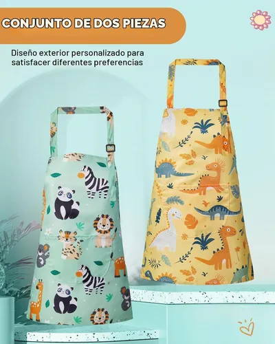 Vista 6 de Lictin 2 Pack Kids Apron Girls Boys for Cooking