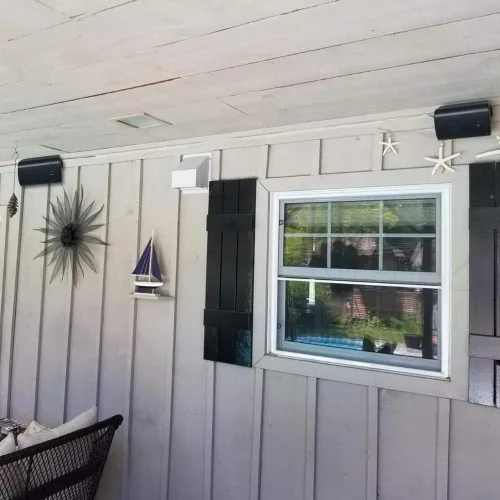 Vista 2 de Herdio Altavoces Bluetooth para exteriores de 4 pulgadas, impermeables, con cable de 200 vatios, interiores, patios, altavoces de montaje en pared