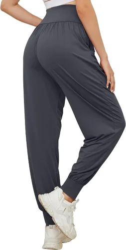 Vista 3 de Bloggerlove Pantalones deportivos de yoga cómodos para mujer, pantalones holgados de harén hippie, cómodos pantalones de pierna ancha con bolsillos
