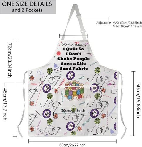 Vista 2 de MBMSO Delantales de costura para mujer con bolsillos, acolchados, regalos I Quilt So I Don't Choke People Regalos para alcantarillas y colchas