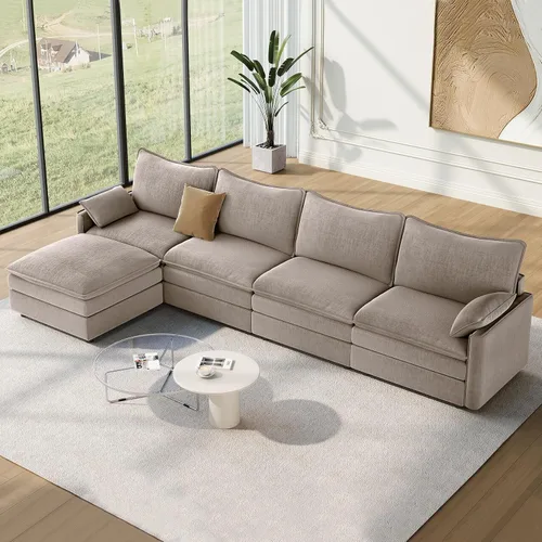 Vista 62 de Vesgantti Sofá modular de 108 pulgadas, cómodo sofá de nube con asiento profundo otomano movible, sofá modular en forma de L, sofás seccionales
