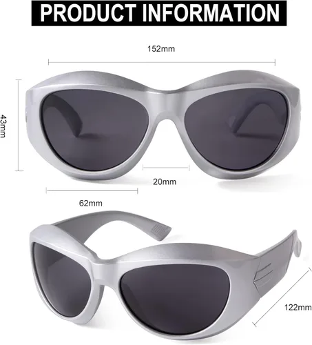 Vista 4 de SORVINO Gafas de sol ovaladas futuristas para mujeres y hombres, lentes envolventes de gran tamaño para mujeres y hombres, tonos beige y ros