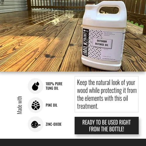 Vista 2 de Real Milk Paint, Acabado de madera para muebles de exterior, aceite de defensa de 32 onzas, sellador, protector con aceite Tung para acabado
