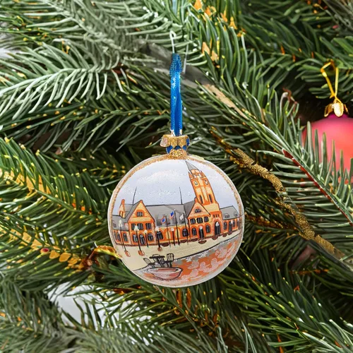 Vista 6 de Museo Cheyenne Depot, Cheyenne, Wyoming, EE.UU. Bola de cristal adorno de Navidad 4 pulgadas Hand Painted in Ukraine, German Glass, Italian