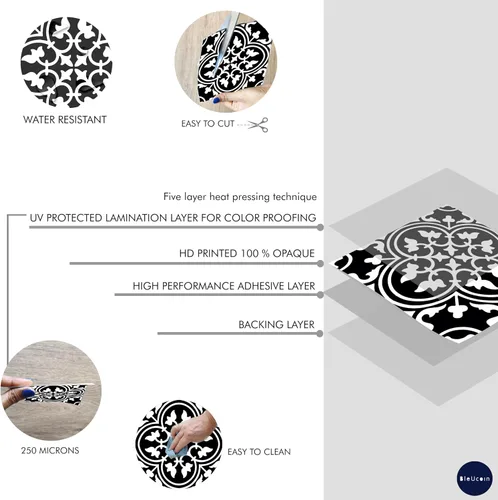 Vista 5 de Bleucoin Kasba - Calcomanías de vinilo autoadhesivas para azulejos de cocina y baño, resistentes al agua y extraíbles, para cambio de imagen