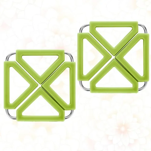Vista 8 de 2 Pcs Silicone Stainless Steel Hot Pot Holder Trivet Mat Foldable