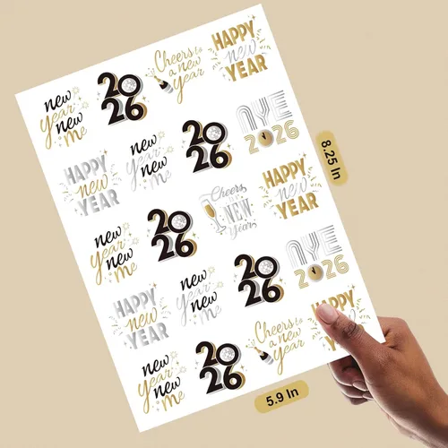 Vista 6 de Suministros para fiestas de Año Nuevo 2026 – 40 diseños de tatuajes temporales con purpurina, tatuajes metálicos negros/dorados Decoraciones