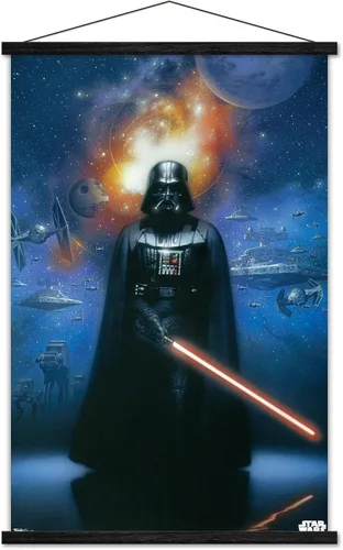 Vista 7 de Trends International Star Wars: Saga - Póster de pared de Vader in Space, 14.725 x 22.375 pulgadas, versión enmarcada de madera de granero