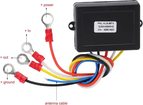 Vista 4 de Cabrestante de control remoto, interruptor de control remoto de cabrestante de 75 pies, receptor de 434 MHZ, 12 V, 24 V, universal para automóvil