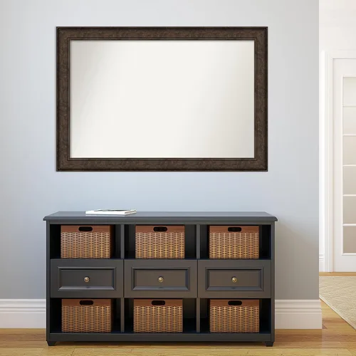 Vista 321 de Amanti Art Espejo de pared personalizado no biselado (25 x 25 pulgadas), marco de bronce acentuado, varios tamaños personalizados, espejo de baño
