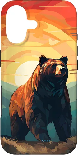 Vista 32 de Funda para iPhone 11 Bear Retro Sunset Forest Spirit Animal