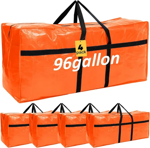 Vista 22 de 4 Piezas Bolsas de Mudanza Grandes con Cremallera y Asas Bolsas de Lona Tipo Duffle Plegables de Almacenamiento Extra Resistentes Extra Grandes