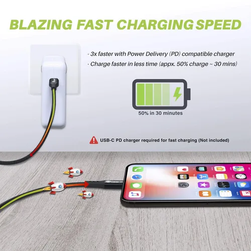 Vista 4 de GEARit Paquete de 2 cables Lightning a USB-C, 6 pies [certificado Mfi] de nailon trenzado de carga rápida para iPhone 12/12 Pro/12 Pro Max/11/11