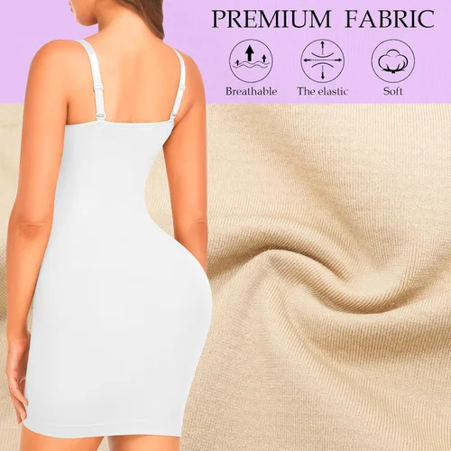 Vista 4 de Vestido de mujer para debajo de los vestidos, moldeador de abdomen, moldeador de cuerpo completo, sin costuras, tirantes delgados