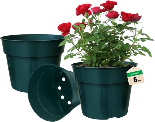 Vista 9 de Macetas de plástico negro RooTrimmer de 4/6/8 pulgadas, paquete de 15, plástico engrosado con agujeros de drenaje, para interior/exterior