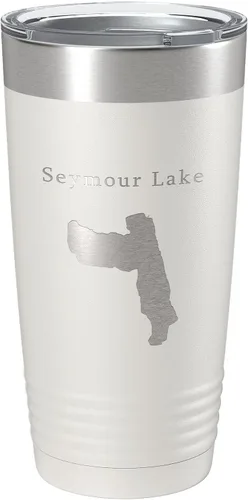 Vista 13 de Seymour Lake Map Tumbler Travel Mug Insulated Laser Engraved Coffee Cup Vermont 20 oz Black