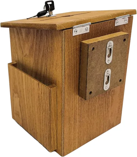 Vista 8 de FixtureDisplays Caja, colección de iglesia donación benéfica con cruz 7.5 pulgadas de ancho x 7.5 pulgadas de alto x 9-7/8 pulgadas de profundidad