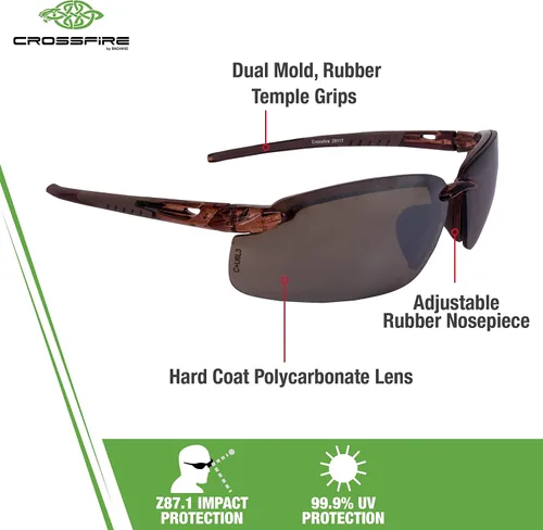 Vista 4 de Crossfire ES5 Gafas de Seguridad Premium, Marco Ultraligero y Pieza Nasal Ajustable